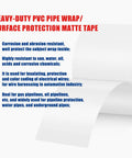 Heavy-duty PVC Pipe Wrap Tape displayed, two inches wide, ideal for insulation and protection, Hardcore Durable Pipe Wrap Tape With PVC Backing, 3 Pack 50 Foot Rolls Two Inches Wide White Insulation For Electrical Wiring And Plumbing Pipes Chemical Resistant Badass Protection Built To Last.