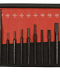 Heavy Duty Mayhew Pro 14 Piece Punch And Chisel Kit With Solid Heat Treated Steel Center Line Up Cold And Pin Tools For Tough Garage Jobs And Professional Automotive Repairs That Last A Lifetime, red roll-up set