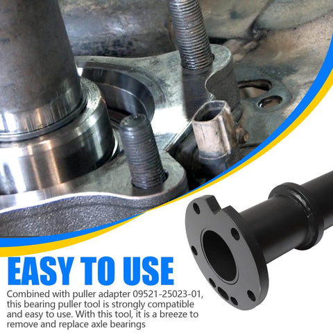 Close-up of Beefy Rear Axle Bearing Puller Tool For Toyota Tacoma 1984-2018 And 4Runner 1984-2013 with adapter attachment in use.