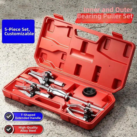 Pro 3 Jaw Bearing Puller Kit With T Handle For Workshop Built From Solid Carbon Steel Designed For Mechanics Fixing Cars Trucks Hard Core To Extract Stuck Shafts Or Housings Without Causing Damage Today Order Now For Quick Delivery And Sick Deals, 5-piece set in red case