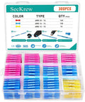 Pro Grade 300Piece Heat Shrink Butt Wire Connectors Kit For 22 To 10 AWG Insulated Waterproof Wires in plastic case