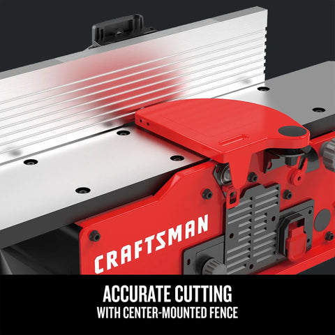 Benchtop Jointer Becomes A Real Workhorse For Woodworking, 22,000 Cuts Per Minute, showing center-mounted fence for accurate cutting.