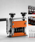 Heavy Duty Aluminum Wire Stripper Machine With Six Adjustable Holes For Stripping Copper And Aluminum Cables Efficiently Handles Multiple Wires Simultaneously with metal base and black knobs.