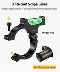 Hinged anti-cant scope level for 30mm scope tubes, part of Scope Level With 30mm Scope Rings Kit For Picatinny Rails Anti Cant Bubble Level.