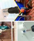Exterior Pocket Hole Screws Kit with one hundred pieces size eight by one inch wood screws blue anti rust coating in use.