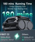 C2 Cordless Robotic Pool Cleaner for Inground Pools with Dual Filtration 180 Minute Run Time, dark black model.