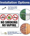 Straight Up Heavy Duty No Smoking And No Vaping Sign 2 Pack Reflective Metal Warning Plaque 10 By 7 Inches with installation options.