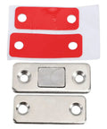Magnetic Door Catch Set Ultra Thin Stainless Steel 8 Pack with red adhesive strips and metal plates for cabinets