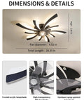 Plug-in ceiling fans with lights and remote,low profile 3 colors Dimming, featuring ABS blades, 4.52" diameter, frosted acrylic shade.