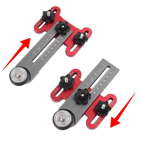 Featherboard for table saws and jigs with narrow rip guide anti kickback bearing, reversible for left or right use, top view