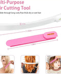 Multi-Purpose Hair Cutting Tool for precise cuts, featuring pink and white tools for easy DIY layers and fringes.