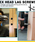 Installation using Heavy Duty Wood Lag Screws Set One Quarter Inch By Two Inch Hex Head Lag Bolts With Washers Fifty Counts Carbon Steel