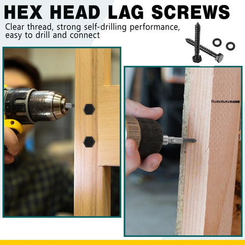 Installation using Heavy Duty Wood Lag Screws Set One Quarter Inch By Two Inch Hex Head Lag Bolts With Washers Fifty Counts Carbon Steel
