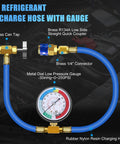 Pro Grade AC Charge Hose With Gauge For R134A Car HVAC Refrigerant Recharge Kit U Charging Hose with brass fittings and gauge