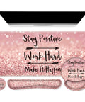 Pink 4 In 1 XXL Desk Pad Set With Keyboard Wrist Rest Mouse Wrist Rest And Coaster Extended Desk Cover Mat For Home Office Or Gaming Setup 35.4 By 15.7 Inches Large Ergonomic Desk Mat Stay Positive