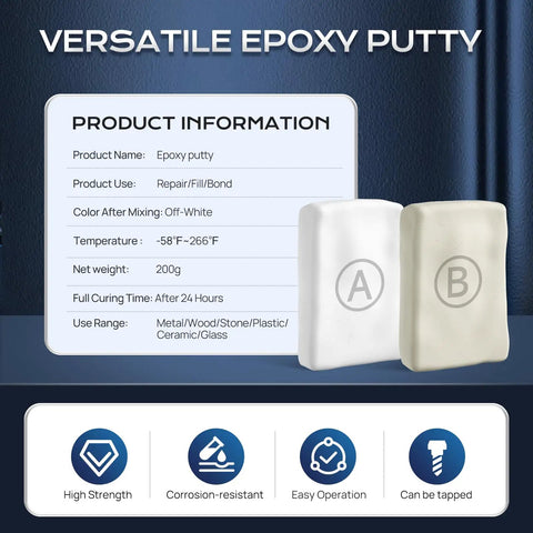 Epoxy Putty 200g Fast Repair Two Part Filler For Metal Wood Tile Ceramics Bonding And Repairing Leaks Cracks Holes
