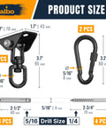 Heavy Duty Ceiling Mount Swing Hangers Two Pack With 360 Degree Swivel Carabiners 2650 Lbs Capacity Solid Steel Construction product size