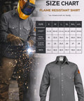 Flame Resistant Shirt, 100 Percent Cotton Twill, Lightweight 7 Ounce, Khaki Large, Arc Flash Rated ATPV 11 Cal per cm2 size chart