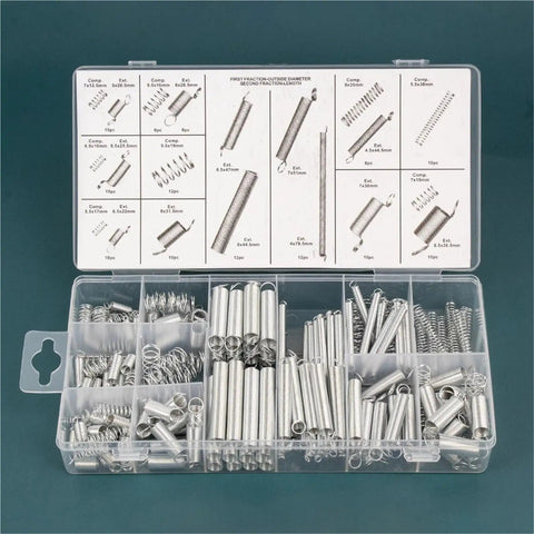 200 Piece Spring Assortment Kit With 20 Sizes Of Galvanized Steel Compression And Extension Springs Perfect For Home Repairs DIY Fixes And Automotive Projects You Need This Heavy Duty Set In Your Toolbox Today. clear case with assorted springs