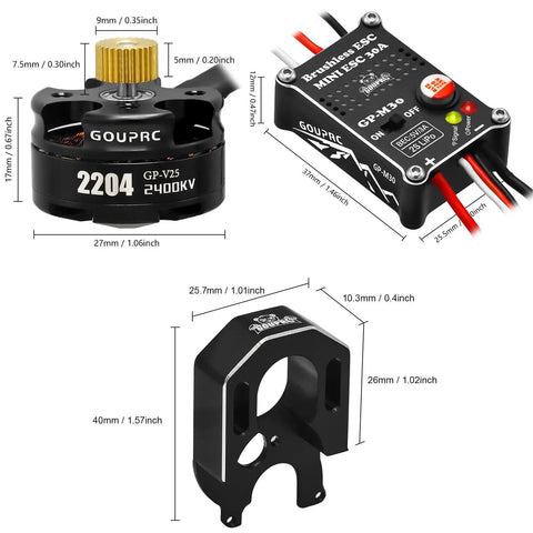 Upgrade 30A Brushless ESC And 2204 2400KV Brushless Outrunner Motor With Transmission For SCX24 RC Crawler Axial 1 By 24 parts close-up