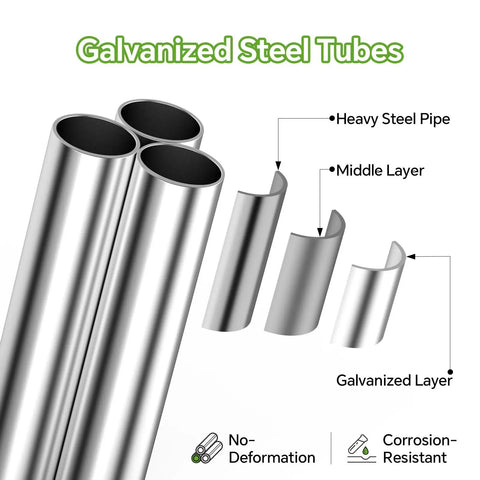 Diagram of galvanized steel tubes used for Heavy Duty Metal Chicken Coop Run With Walk In Design Roosting Perch 10 By 5 By 6.4 Ft