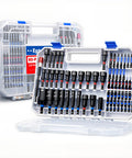 80 Piece Magnetic Impact Nut Driver Set With SAE And Metric Sockets And Universal Sockets Wing Nut Drivers Adapters And Bit Holder For Power Drill And Impact Driver For Auto And Home Repair, displayed in a plastic case on a white background.