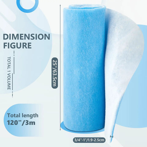 Two Rolls Of 120 Inch Air Vent Filters For HVAC And Home Use DIY Size Dustproof Floor Vent Media Pad In Blue And White 25 Inch Wide