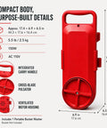 Heavy Duty Portable Washing Machine With Five Gallon Bucket Stand Manual Crank Hand Powered Clothes Washer For Pre Wash Station Outdoor Laundry Rig showing compact red design with carry handle.