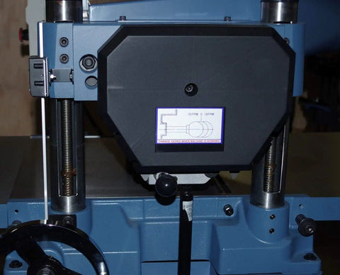 Front view of 20 Inch Planer With Helical Cutterhead, Auto Depth Lock With Twin Nitrogen Cylinders, German Carbide Inserts