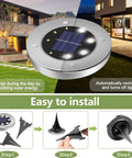 Solar Outdoor 8 LED Ground Lights For Pathway And Garden Waterproof Landscape Lights installation guide with solar disk and spikes
