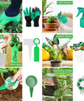 83 Piece Garden Tools Set With Dope Floral Pattern For Women, including gloves, sprayer, plant tags, butterfly stakes, and seeder displayed