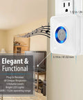 Wireless Motion Sensor Alarm System plugin receiver with LED alert, 500 ft range, installed in home living room.