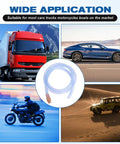 Heavy Duty 3/4 Inch Auto Siphon Hose Tube With 6 Foot Long Flexible Reach For Quick Gasoline Diesel Water Coolant Transfers Hella Durable Zero Hassle Today, shown with various vehicles.