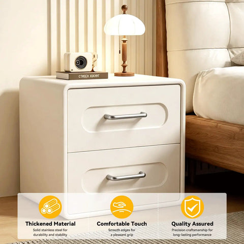 Nightstand with 10 Pack Two And One Half Inch Brushed Stainless Steel Cabinet Pulls With 64mm Center-To-Center Spacing