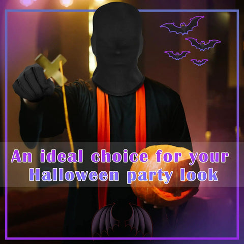 Halloween costume featuring Premium Dope Black Full Face Mask and Stretchy Gloves Set for Halloween Cosplay Party Vibe Soft Polyester.