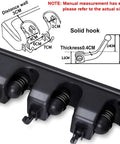 Heavy Duty Broom And Mop Wall Mount Organizer With Hooks For Garage Storage, close-up showing hooks and measurements