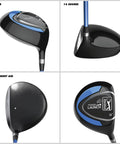 Driver from 7 Piece Junior Golf Club Set For Ages 8 To 12, Right Handed, Height 56 To 62 Inches, Blue Youth Golf Gear