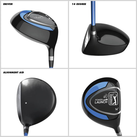 Driver from 7 Piece Junior Golf Club Set For Ages 8 To 12, Right Handed, Height 56 To 62 Inches, Blue Youth Golf Gear