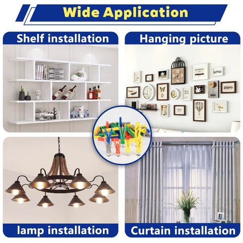 352 Piece Heavy Duty Drywall Anchors And Screws Kit With 7 Sizes Wall Mount Kit for shelves, pictures, lamps, curtains
