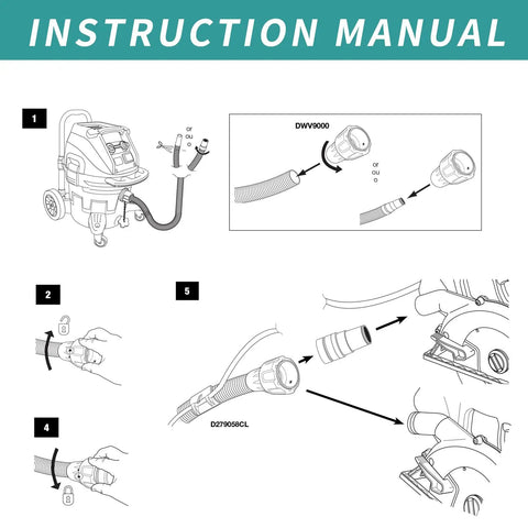 Instruction manual for Universal 1-1/4 Inch Dust Collection Quick Connector Adapter For Vacuum Hoses Fits Sander Miter Saw Table Saw And Dust Extractors Easy Plug And Play Attachment For Quick Hassle Free Dust Cleanup.