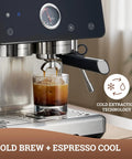 One Touch Auto Grind Espresso Machine With Smart Dosing And Brushed Stainless Steel Finish Designed For Next Level Home Barista Coffee That Actually Hits Different, brewing iced coffee.