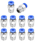 10 Pcs Push To Connect Fittings For 0.16 Inch OD Tubing, 1/8 NPT Male, Nickel Plated Brass Straight Pneumatic Quick Connect Adapters, Air Line