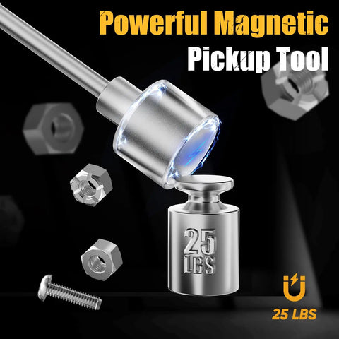 Must Have 3 Piece Magnetic Tool Mat Set With Telescoping Magnetic Pickup Tool, Flexible Magnet Holder Pad, 83 Built In Magnets And 25 Lb Pull, Includes Large Medium Small Mats Plus Extendable Magnet For Wrenches Screws And Bolts