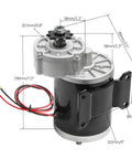 Heavy Duty 24V 450W Brushed Gear Motor Kit With Controller 60 To 1 Reduction Throttle And Brake Levers - Detailed dimensions and design.