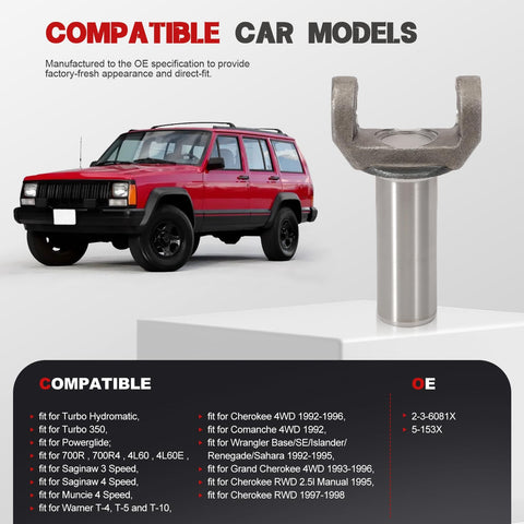 Slip Yoke For TH350 And 700R4 Transmissions 1310 Series 2-3-6081X 5-153X Replacements Fits Turbo 350 700R 4L60 4L60E Powerglide Muncie 4 Speed Borg Warner T-4 T-5 T-10, silver steel slip yoke