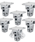 Six Pack 1-3 Eighths Inch Groove Cable Pulley Wheel Kit For Wall And Ceiling Mounts, heavy-duty duplex bearings, silver metal