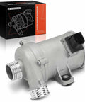 4 Pins Engine Electric Water Pump for BMW 2.0L Vehicles with aluminum housing next to product box