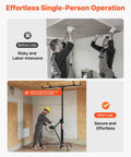 VEVOR 11ft Drywall Lift Heavy Duty 150 Lbs Sheetrock Hoist shown in use for single-person ceiling installation.