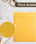 Yellow Kraft Bubble Mailers 25 Pack Self Sealing Padded Envelopes 10.5 By 16 Inch highlighted with thick bubbles