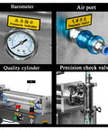 Heavy Duty Automatic Liquid Filling Machine control panel featuring barometer, air port, quality cylinder, and precision check valve.